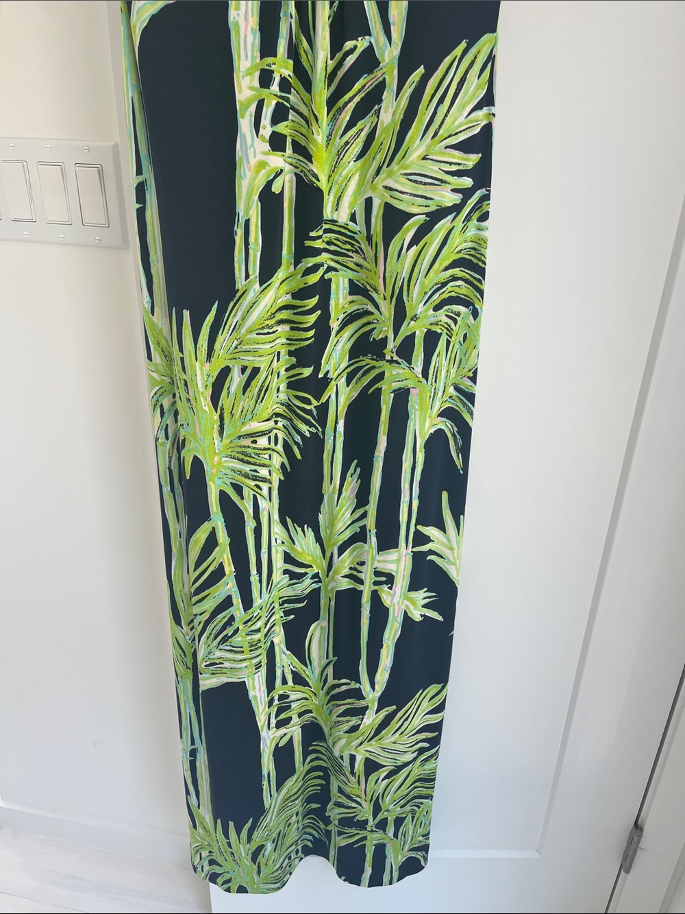 Lilly Pulitzer Navy and Lime Green Palm-Print Maxi Dress - Picture 4 of 9